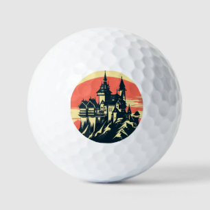 Pelotas De Golf Castillo medieval de fantasía - Estilo Woodcut jap