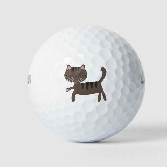Pelotas De Golf Cat Cartoon Funny Brown Stripes Mammals Pet (Anverso)