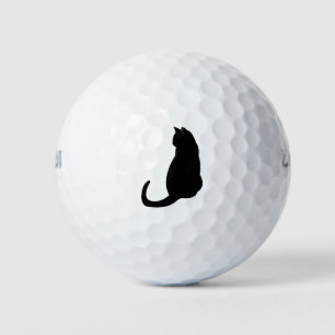 Pelotas De Golf Cat Kitten Sitting Silhouette contorno negro