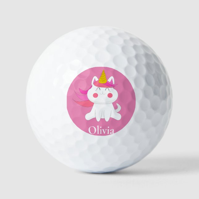 Pelotas De Golf Caticorn rosa personalizado (Anverso)