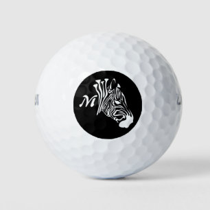 Pelotas De Golf Cebra con rayas blancas torcidas Silhouette