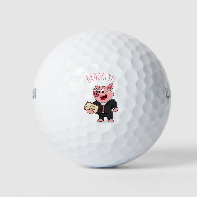 Pelotas De Golf Cerdo gracioso personalizado de traje de negocios (Anverso)