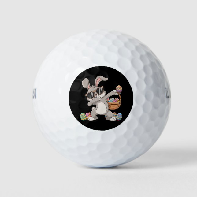 Pelotas De Golf Cesta de Huevos de Pascua de Conejo Conejo Dabbing (Anverso)