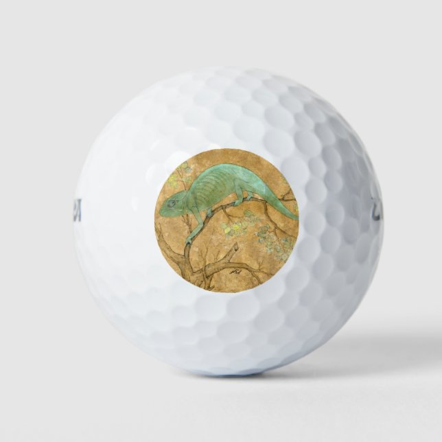 Pelotas De Golf Chameleon (Lizard) (Reptile) (Arte mogol) (Asiátic (Anverso)