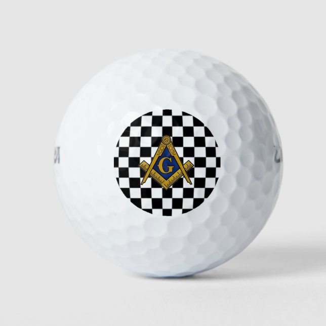 Pelotas De Golf Checkers Masonic Freemasons Square y Compass (Anverso)