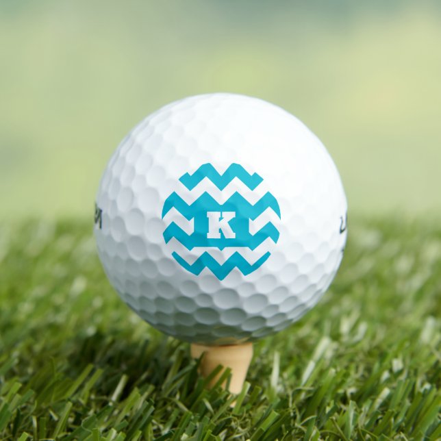 Pelotas De Golf Chevron Turquoise White First Personalize (Camiseta in situ)