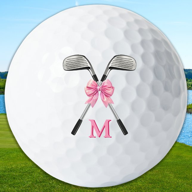 Pelotas De Golf Chic Pink Golf Clubs & Bow Personalized Monogram  (Subido por el creador)