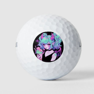 Pelotas De Golf Chica Anime Koakuma Goth Pastel Kawaii Diablilla