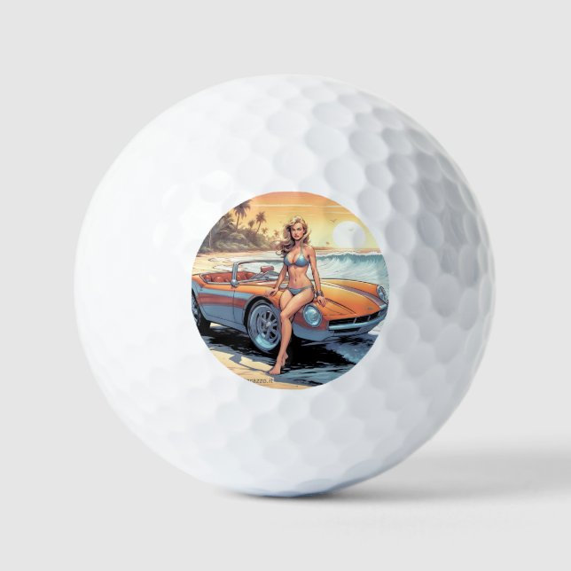 Pelotas De Golf Chica con coche deportivo (Anverso)