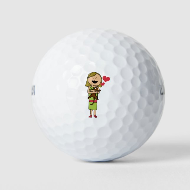 Pelotas De Golf Chica de dibujo de gato personalizado Corazones ab (Anverso)