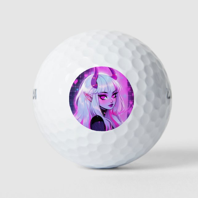 Pelotas De Golf Chica del Demon Rosa de Kawaii (Anverso)