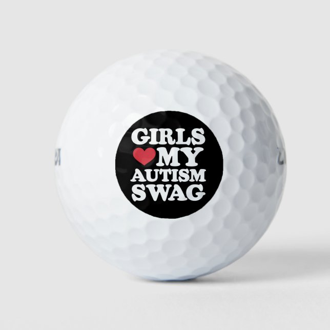 Pelotas De Golf Chicas aman mi autismo swag divertida conciencia (Anverso)