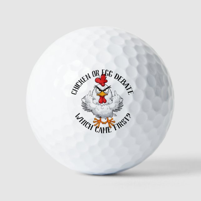 Pelotas De Golf Chicken or Egg Debate Golf Ball - Personalized Pun (Anverso)