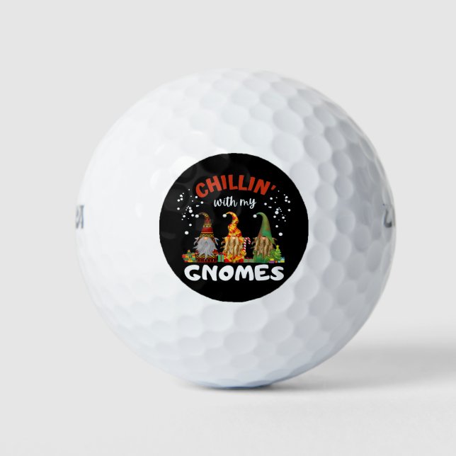 Pelotas De Golf Chillin Con Mis Navidades Gnomes (Anverso)