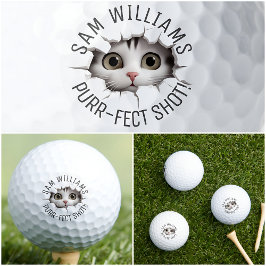 Pelotas De Golf Chiste Divertido & Nombre, Gato Lindo, Para Él, El