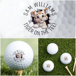 Pelotas De Golf Chiste divertido y nombre, Tigre lindo, Para él, E