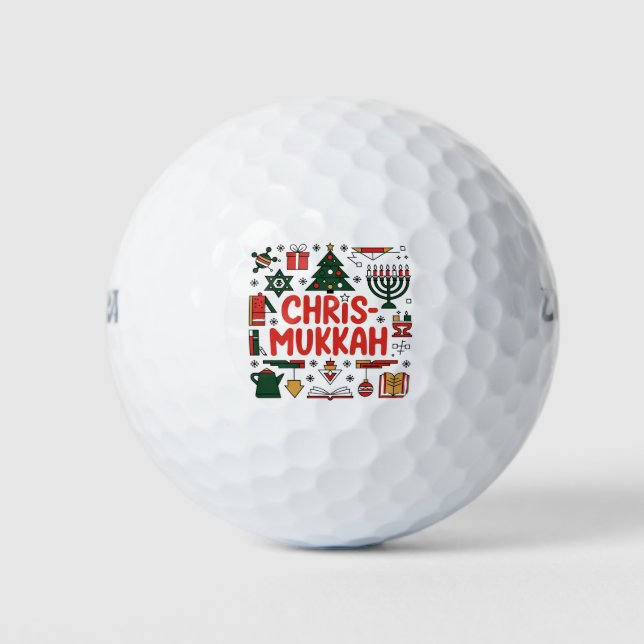Pelotas De Golf Chrismukkah Hanukkah Navidades judío Religioso (Anverso)
