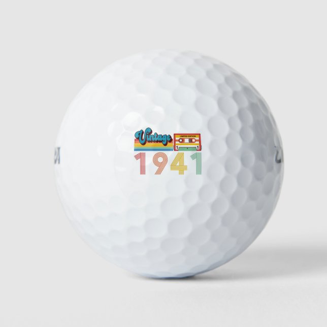Pelotas De Golf Cinta Cassette Retro 1941 de 80º cumpleaños (Anverso)