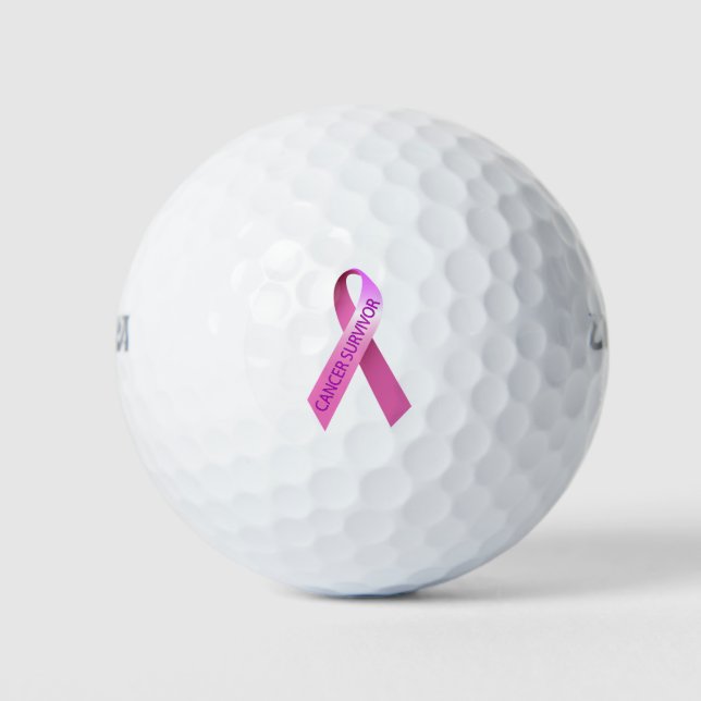 Pelotas De Golf Cinta rosa para el superviviente del cáncer (Anverso)