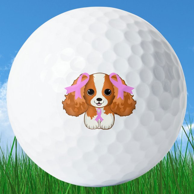 Pelotas De Golf Cintas rosadas de cáncer de mama Cavalier King Cha (Subido por el creador)
