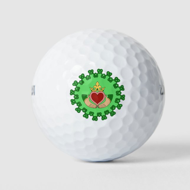 Pelotas De Golf Claddagh y Green Knotwork (Anverso)