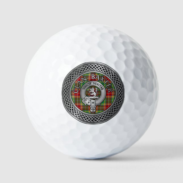 Pelotas De Golf Clan Baxter Escudo y Tartan Knot (Anverso)