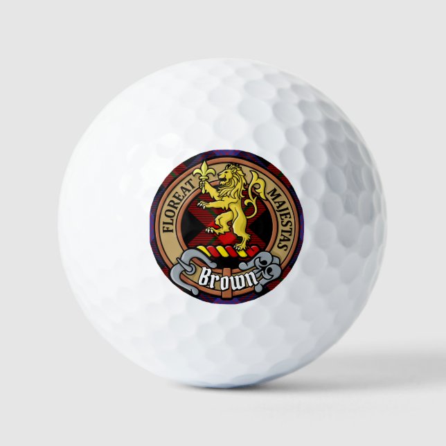 Pelotas De Golf Clan Brown Escudo sobre Tartán (Anverso)