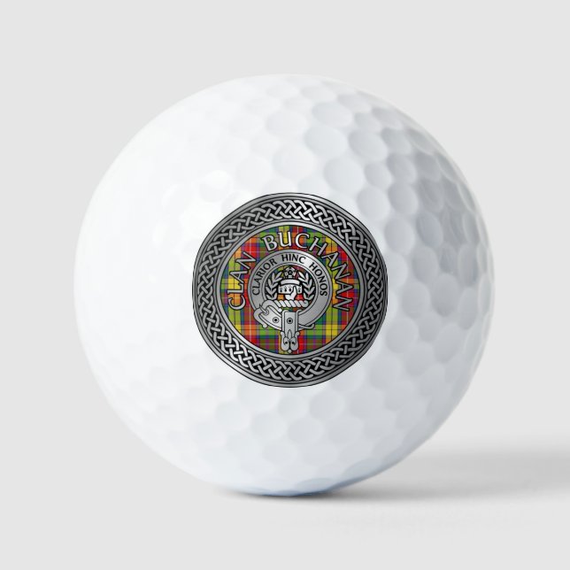 Pelotas De Golf Clan Buchanan Escudo y Tartan Knot (Anverso)
