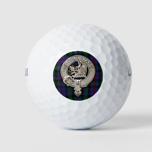 Pelotas De Golf Clan Campbell Escudo y Cawdor Tartán (Anverso)