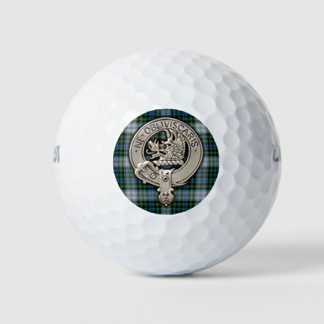 Pelotas De Golf Clan Campbell Escudo y Vestir Tartán (Anverso)