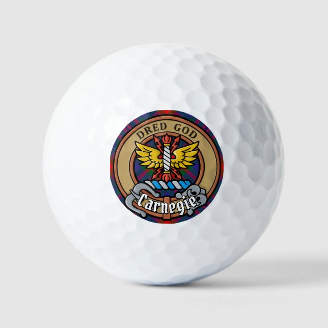 Pelotas De Golf Clan Carnegie Escudo sobre Tartán (Anverso)