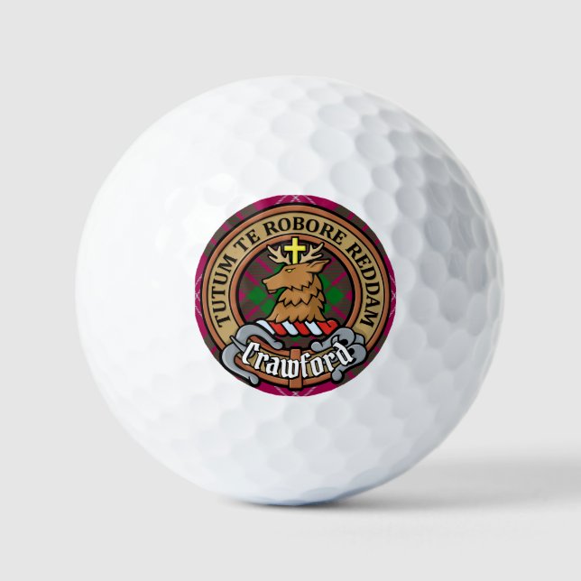 Pelotas De Golf Clan Crawford Escudo sobre Tartán (Anverso)