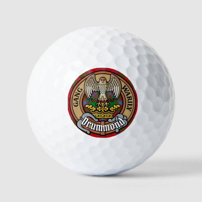 Pelotas De Golf Clan Drummond Escudo sobre Tartán (Anverso)