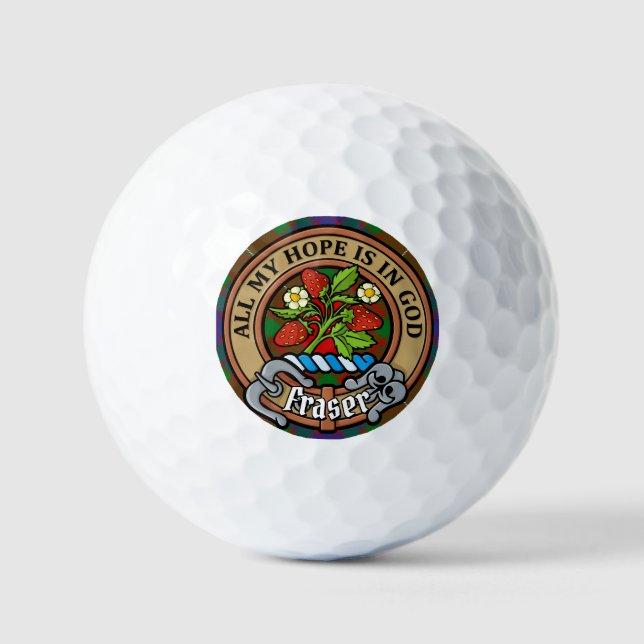 Pelotas De Golf Clan Fraser Escudo sobre Tartán (Anverso)