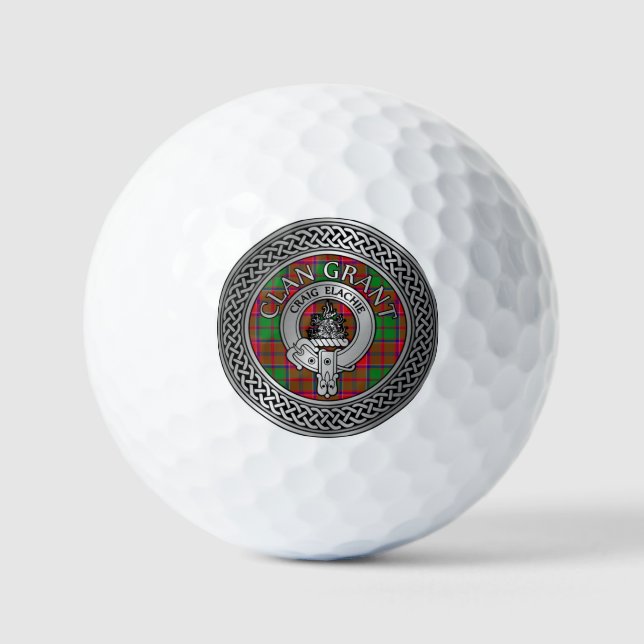 Pelotas De Golf Clan Grant Escudo y Tartan Knot (Anverso)