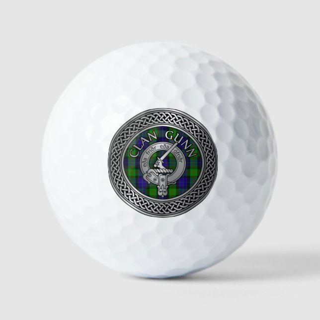 Pelotas De Golf Clan Gunn Escudo & Tartan Knot Golf Balls (Anverso)