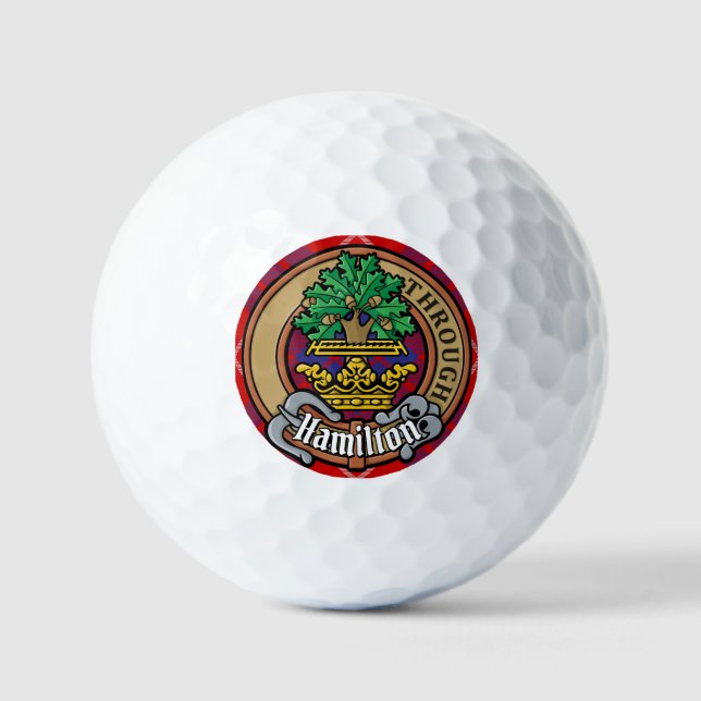 Pelotas De Golf Clan Hamilton Escudo sobre Red Tartán (Anverso)