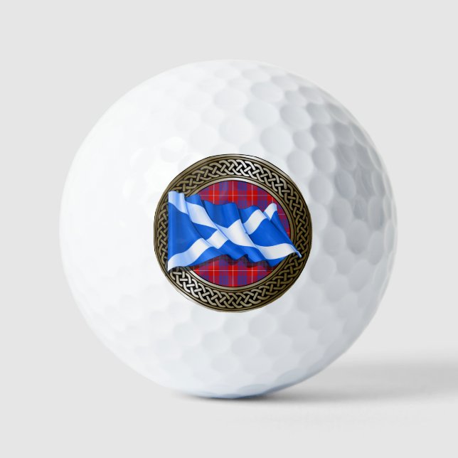 Pelotas De Golf Clan Hamilton Tartan Knot & Flag (Anverso)