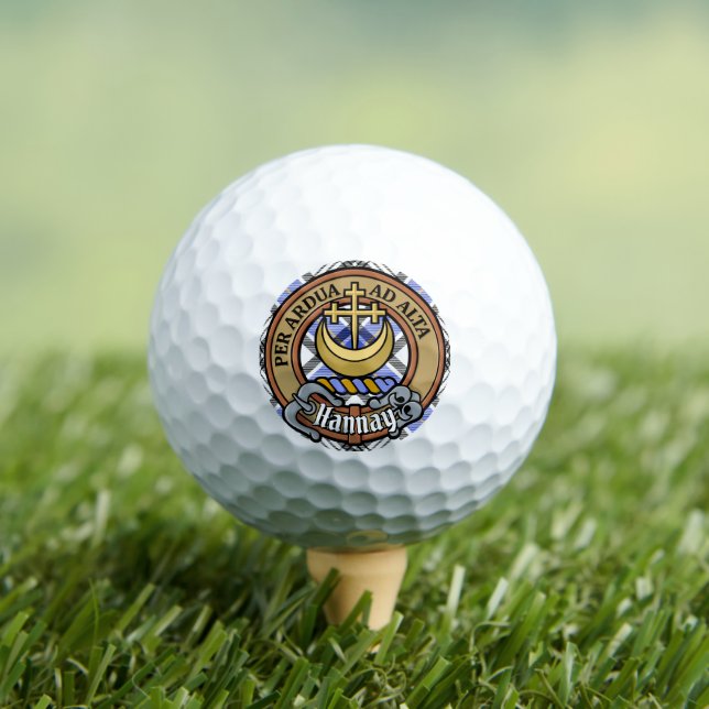 Pelotas De Golf Clan Hannay Escudo sobre Tartán (Camiseta in situ)