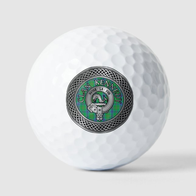 Pelotas De Golf Clan Kennedy Escudo y Tartan Knot (Anverso)