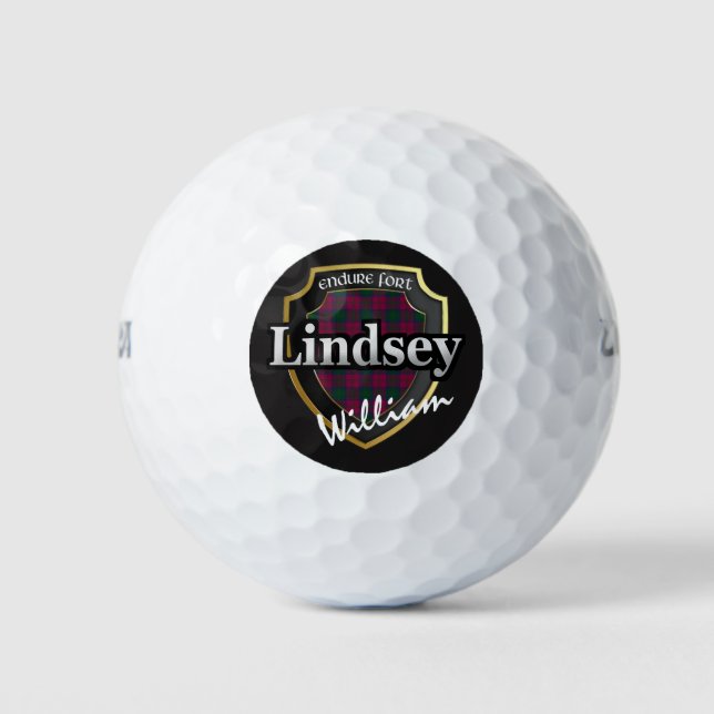 Pelotas De Golf Clan Lindsey de Escocia Personaliza tu Nombre (Anverso)