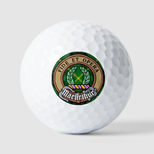 Pelotas De Golf Clan MacArthur Escudo sobre Tartán (Anverso)