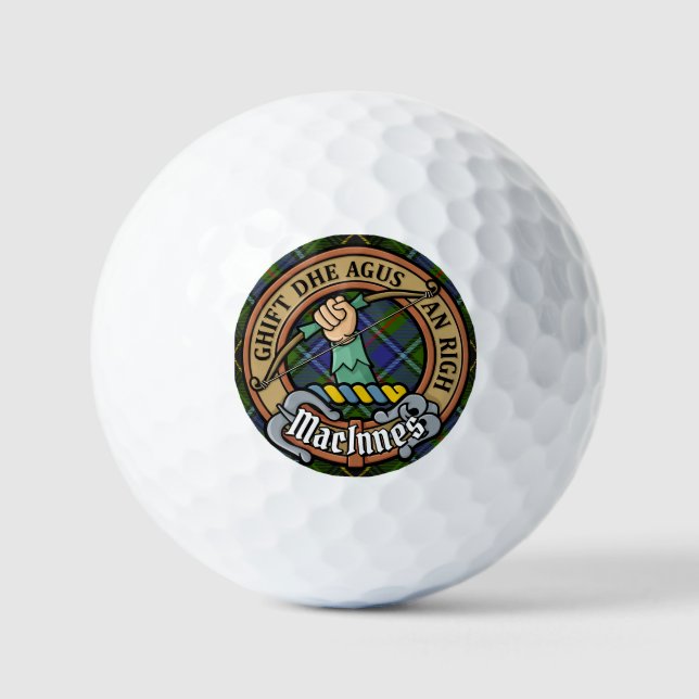 Pelotas De Golf Clan MacInnes Escudo sobre Tartán (Anverso)