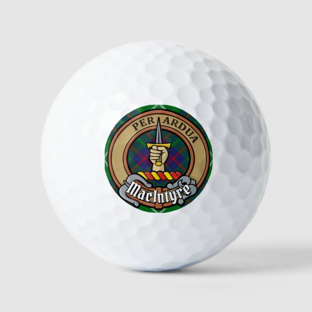 Pelotas De Golf Clan MacIntyre Escudo sobre Tartán (Anverso)