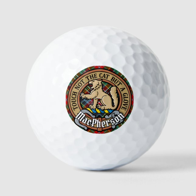 Pelotas De Golf Clan MacPherson Escudo sobre Tartán (Anverso)