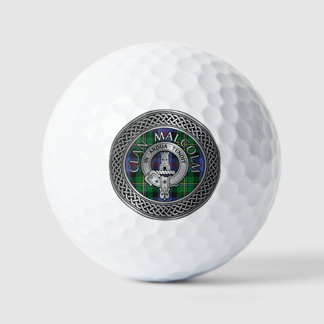 Pelotas De Golf Clan Malcolm Escudo & Tartan Knot (Anverso)