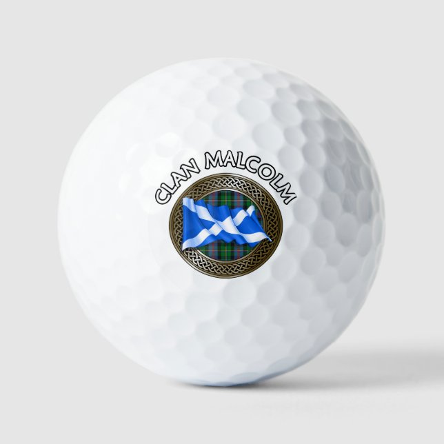 Pelotas De Golf Clan Malcolm Tartan Knot & Flag (Anverso)