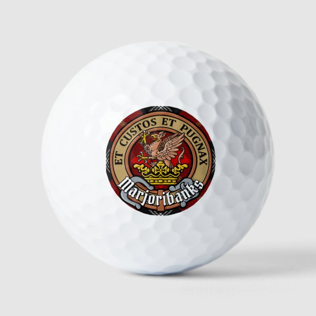 Pelotas De Golf Clan Marjoribanks Escudo sobre Tartán (Anverso)