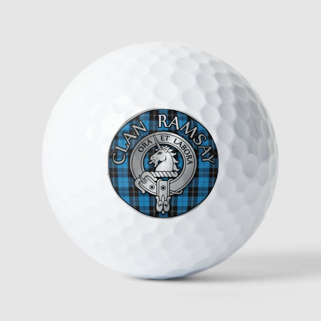 Pelotas De Golf Clan Ramsay Escudo y Hunting Tartan Knot (Anverso)