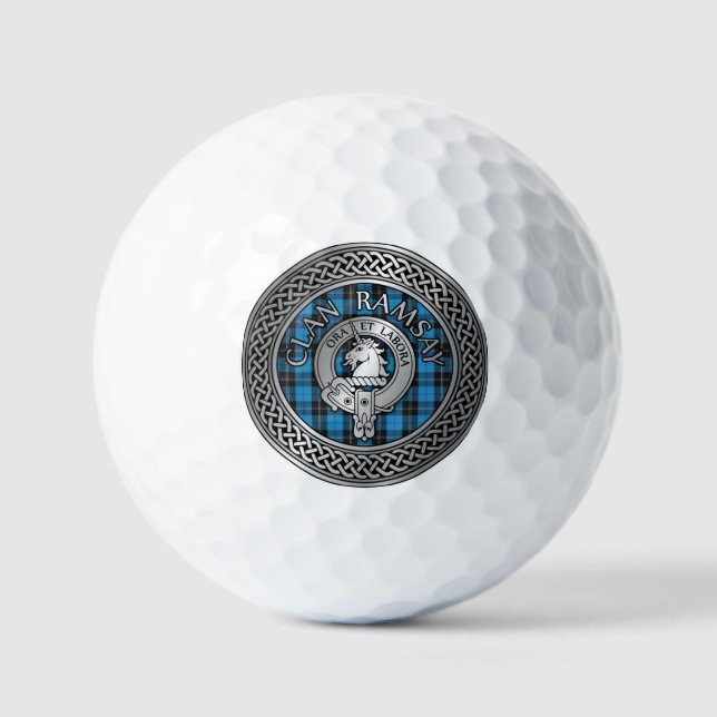 Pelotas De Golf Clan Ramsay Escudo y Hunting Tartan Knot (Anverso)